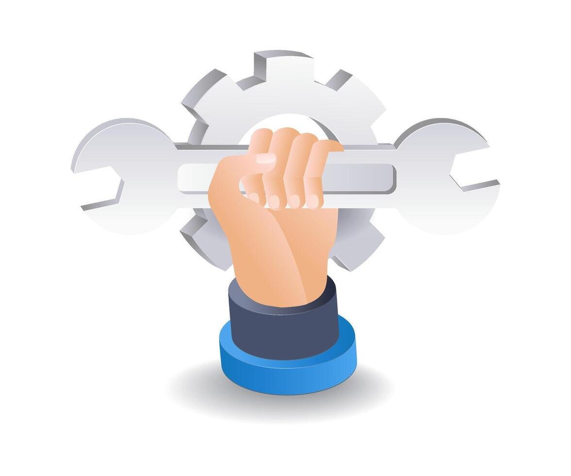 maintenance repair icon flat isometric 3d illustration vector